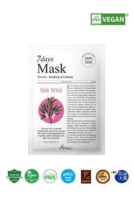 Ariul 7 Days Mask Tea Tree M - Çay Ağacı Özlü Sivilce Karşıtı Arındırıcı Vegan Kağıt Maske