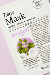 Ariul 7 Days Mask Heartleaf P - Yatıştırıcı & Nemlendirici Kalp Yaprağı Özlü Vegan Kağıt Maske