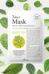 Ariul 7 Days Mask Green Tea S - Sebum Kontrolüne Yardımcı & Gözenek Arındırıcı Vegan Kağıt Maske