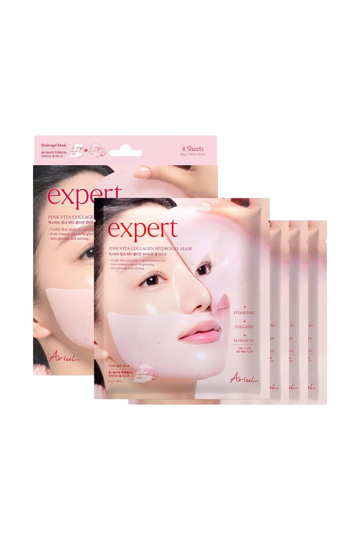 Ariul Expert Pink Vita Collagen Hydrogel Mask (Set Of 4) - Pembe Vitamin & Kolajen Canlandırıcı Hidrojel Maske (4’lü Set)