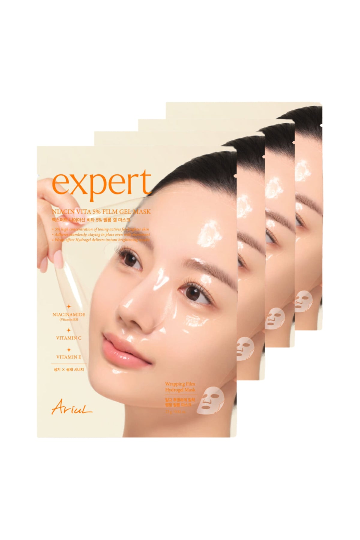 Ariul Expert Niacin Vita 5% Film Gel Mask (Set Of 4) - %5 Niasinamid Jel Formda Aydınlatıcı Kağıt Maske 4’lü Set