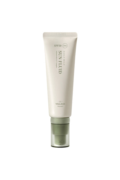 Village 11 Factory Daily Mild Sun Fluid SPF50+ PA++++ 50ml - Hafif Dokulu Günlük UV & Mavi Işık Yüksek Korumalı Vegan Adenozin Güneş Kremi
