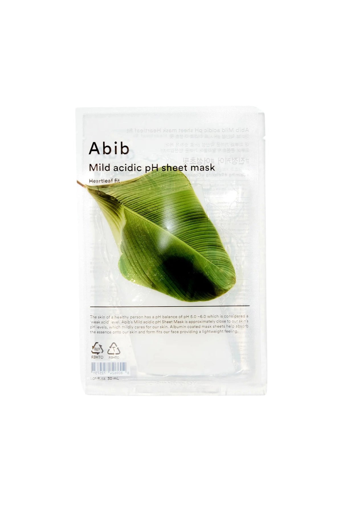 Abib Mild Acidic pH Sheet Mask Heartleaf Fit - %89 Kalp Yaprağı Özlü Yatıştırıcı Maske