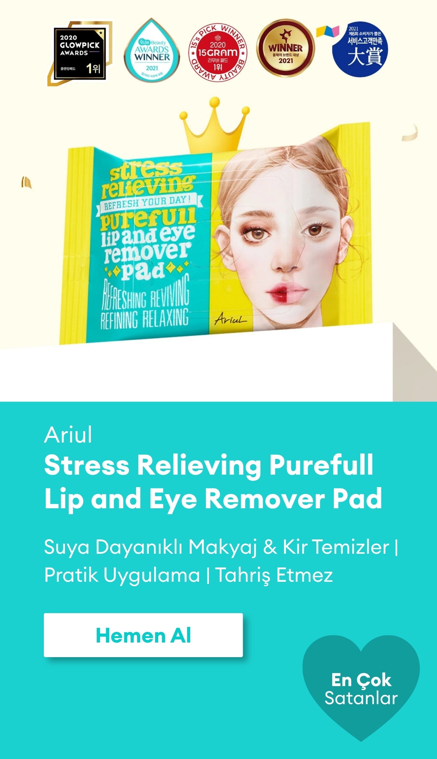 Ariul Stress Relieving Purefull Lip and Eye Remover Pad