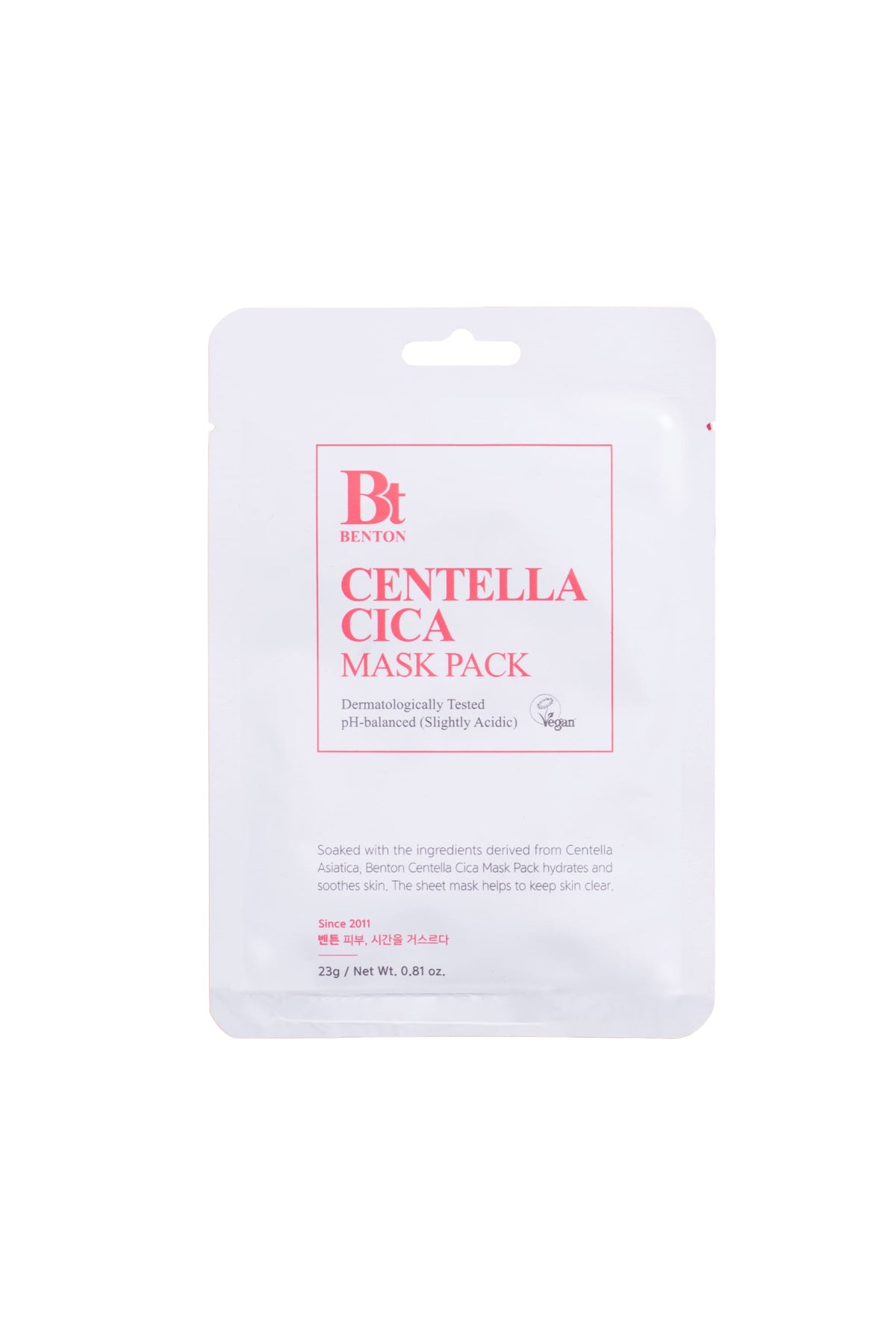 Benton Goodbye Redness Centella Mask Pack - Hassas ve İrite Ciltler için Kızarıklık Karşıtı Yatıştırıcı Centella (Cica) Vegan Kağıt Yüz Maskesi