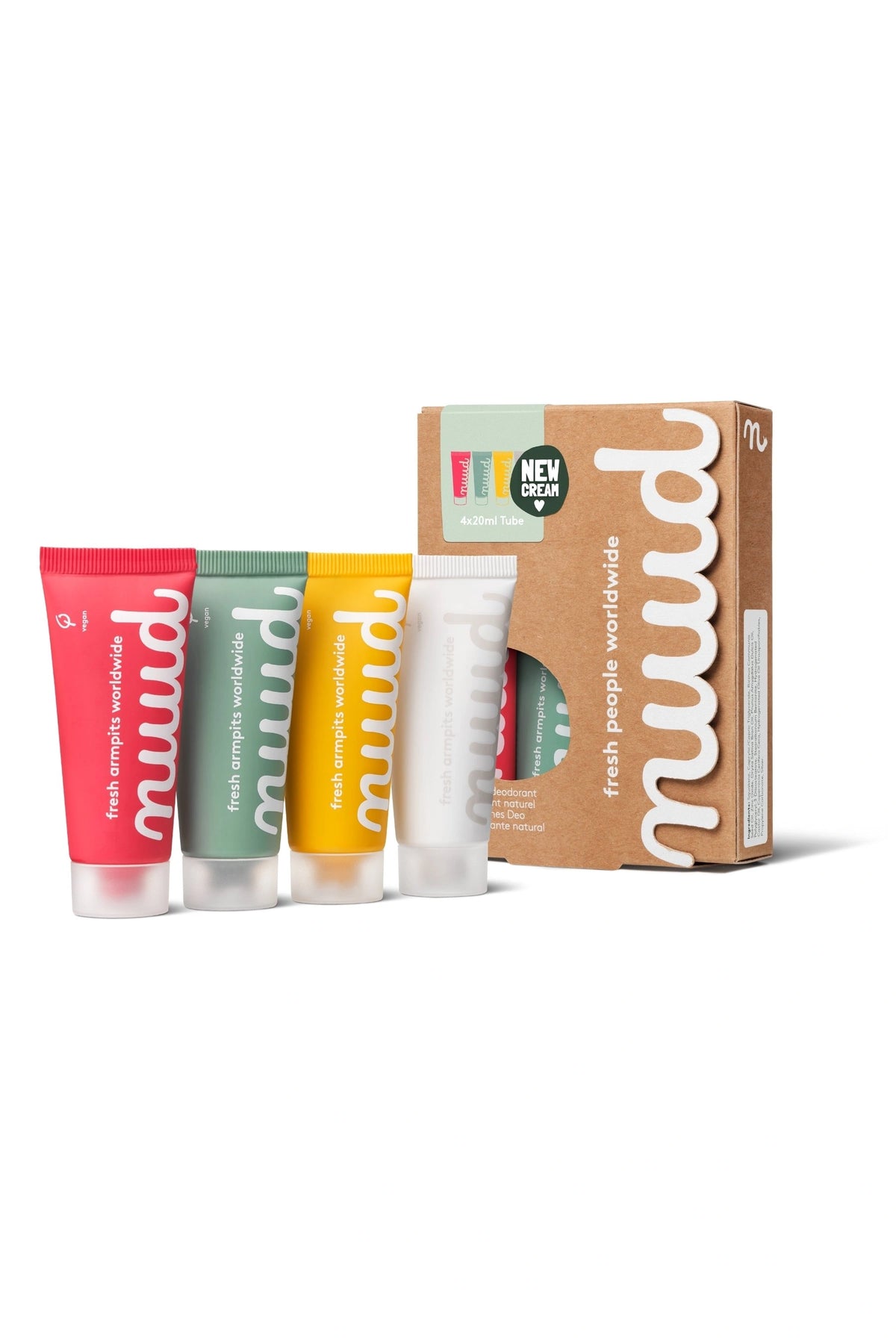 Nuud  Family Pack 4 x 20ml - %100 Doğal Deodorant Krem, Ter Kokusu Önleyici (9 AY), Vegan, Kokusuz, Alüminyum İçermez (Aile Paketi)